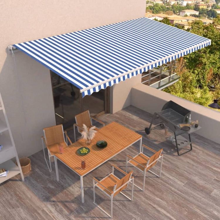 Vidaxl Luifel Automatisch erweiterbar 600x350 cm blau und weiß