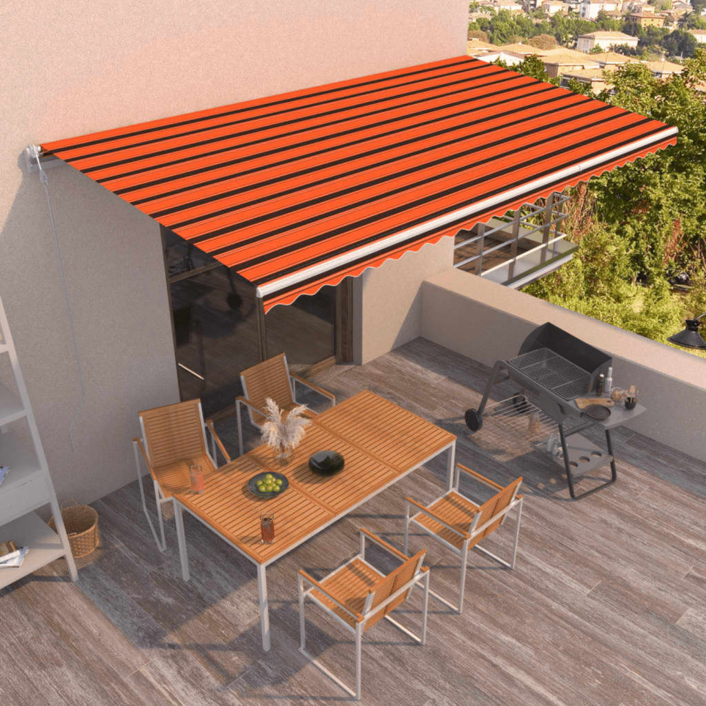 Vidaxl Luifel erstreckt sich automatisch 600x350 cm orange und braun