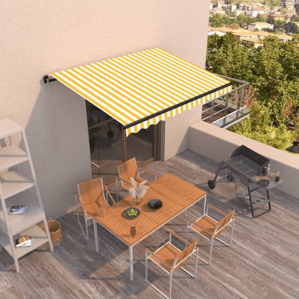 Vidaxl luifel erstreckt sich manuell 350 x 250 cm gelb und weiß