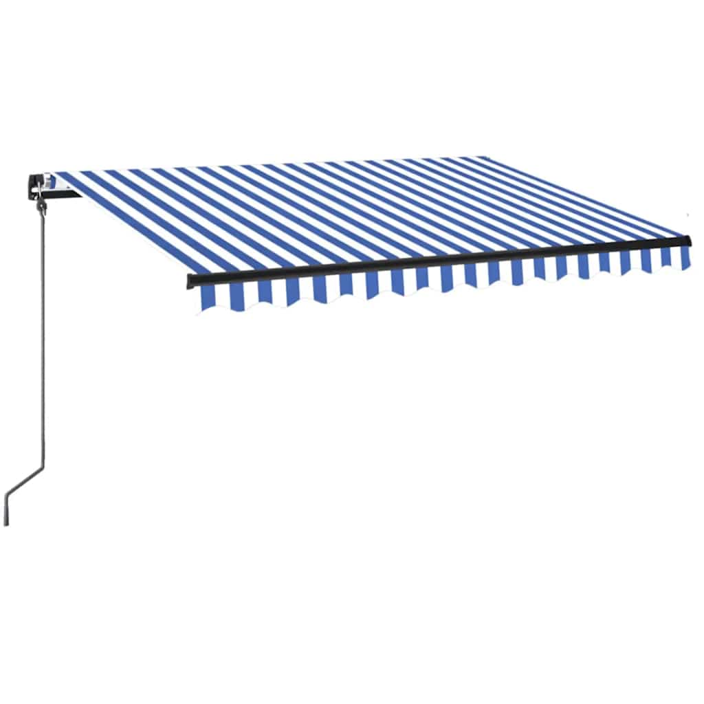 Vidaxl Luifel manuell ausziehbar mit LED 350x250 cm blau und weiß