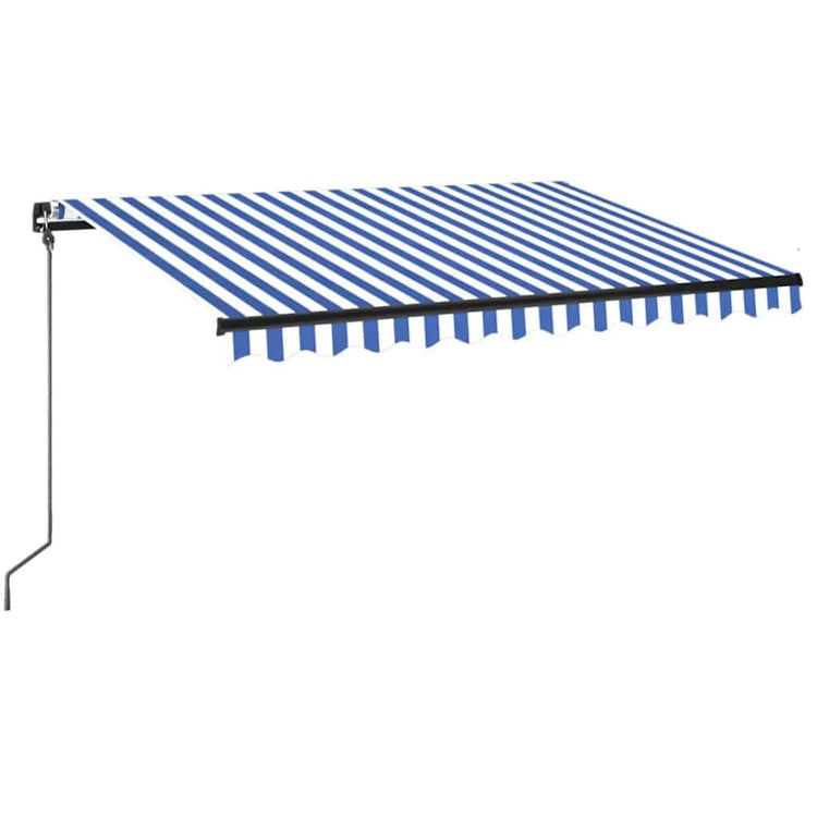 Vidaxl Luifel manuell ausziehbar mit LED 350x250 cm blau und weiß