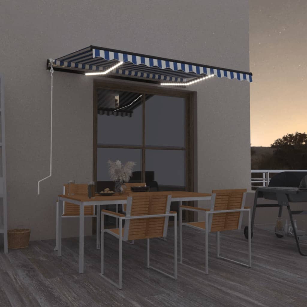 Vidaxl Laifel Automatik mit LED- und Windsensor 350x250 cm blau weiß