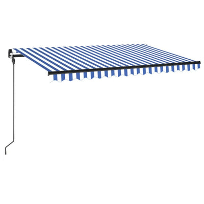 Vidaxl luifel manuell ausziehbar mit LED 400x300 cm blau und weiß