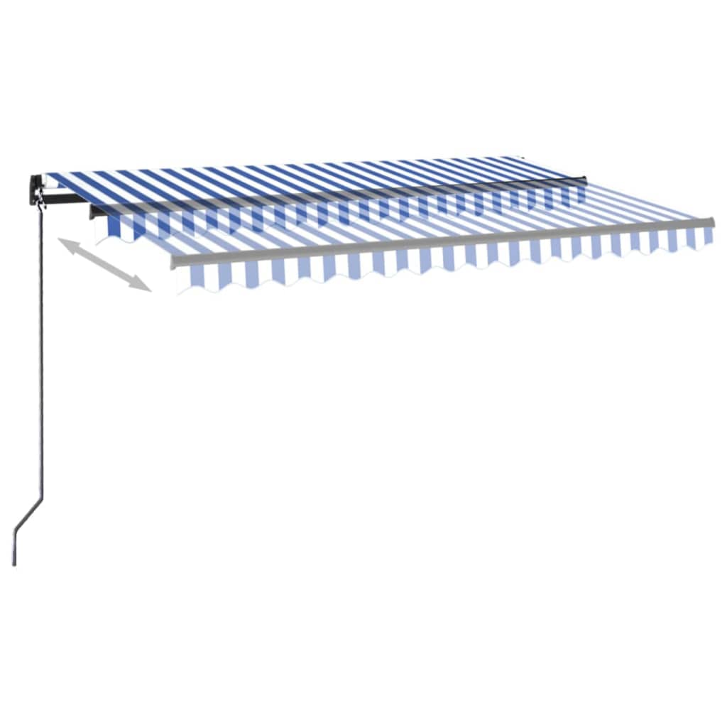 Vidaxl luifel manuell ausziehbar mit LED 400x300 cm blau und weiß
