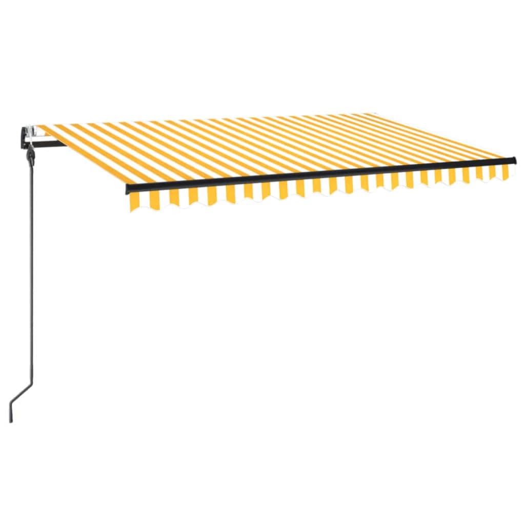 Vidaxl Luifel Automatik mit LED- und Windsensor 450 x 300 cm gelb und weiß