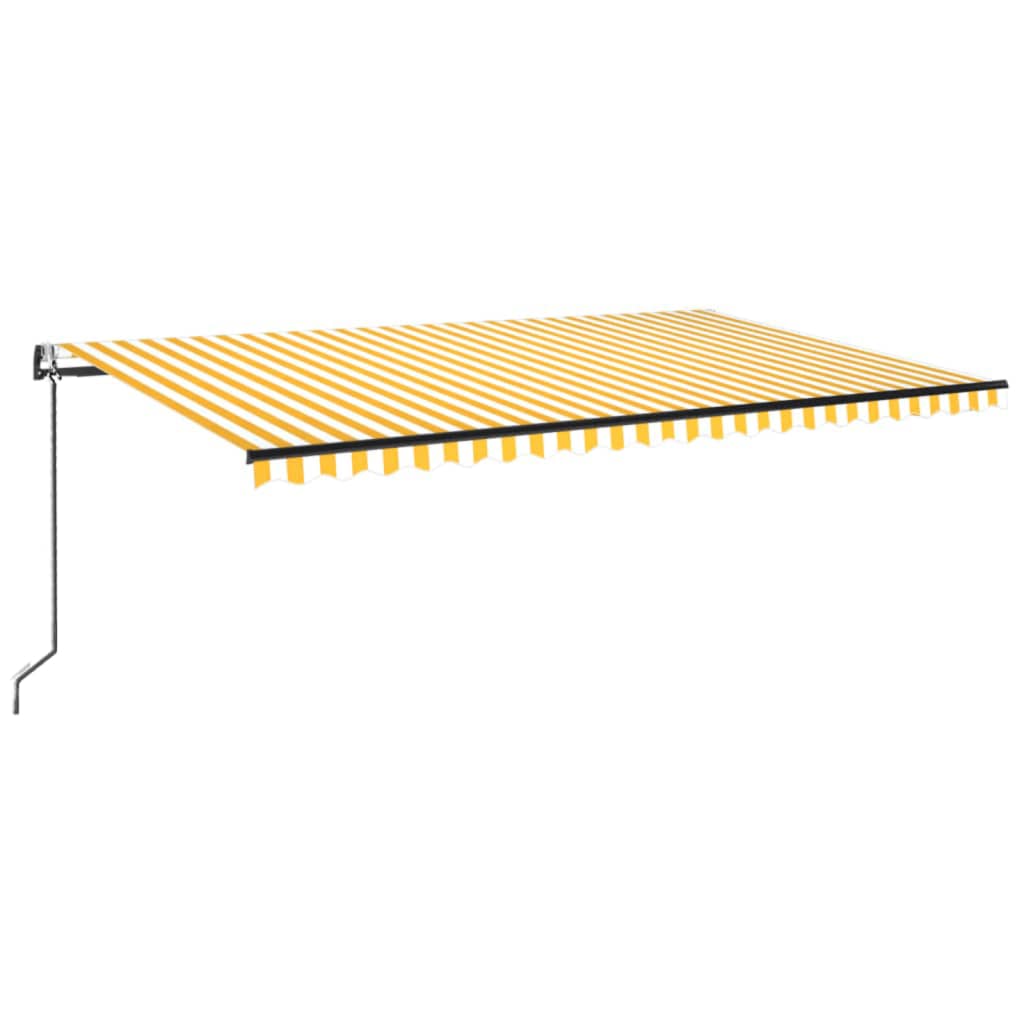 Vidaxl Luifel Automatik mit LED- und Windsensor 500x300 cm gelb und weiß
