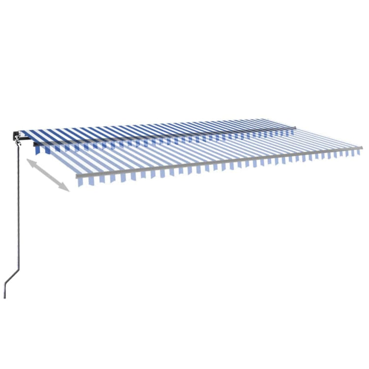 Vidaxl luifel manuell ausziehbar mit LED 600x300 cm blau und weiß