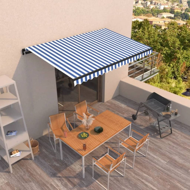 Vidaxl luifel erstreckt sich manuell 400x350 cm blau und weiß