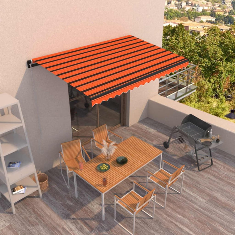 Vidaxl Luifel erstreckt sich manuell 400 x 350 cm orange und braun