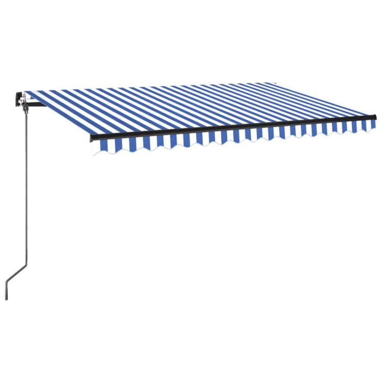 Vidaxl luifel manuell ausziehbar mit LED 400x350 cm blau und weiß
