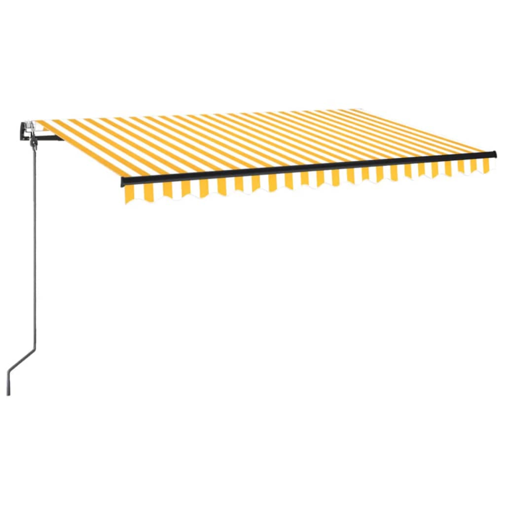 Vidaxl Luifel Automatik mit LED- und Windsensor 400x350 cm gelb und weiß