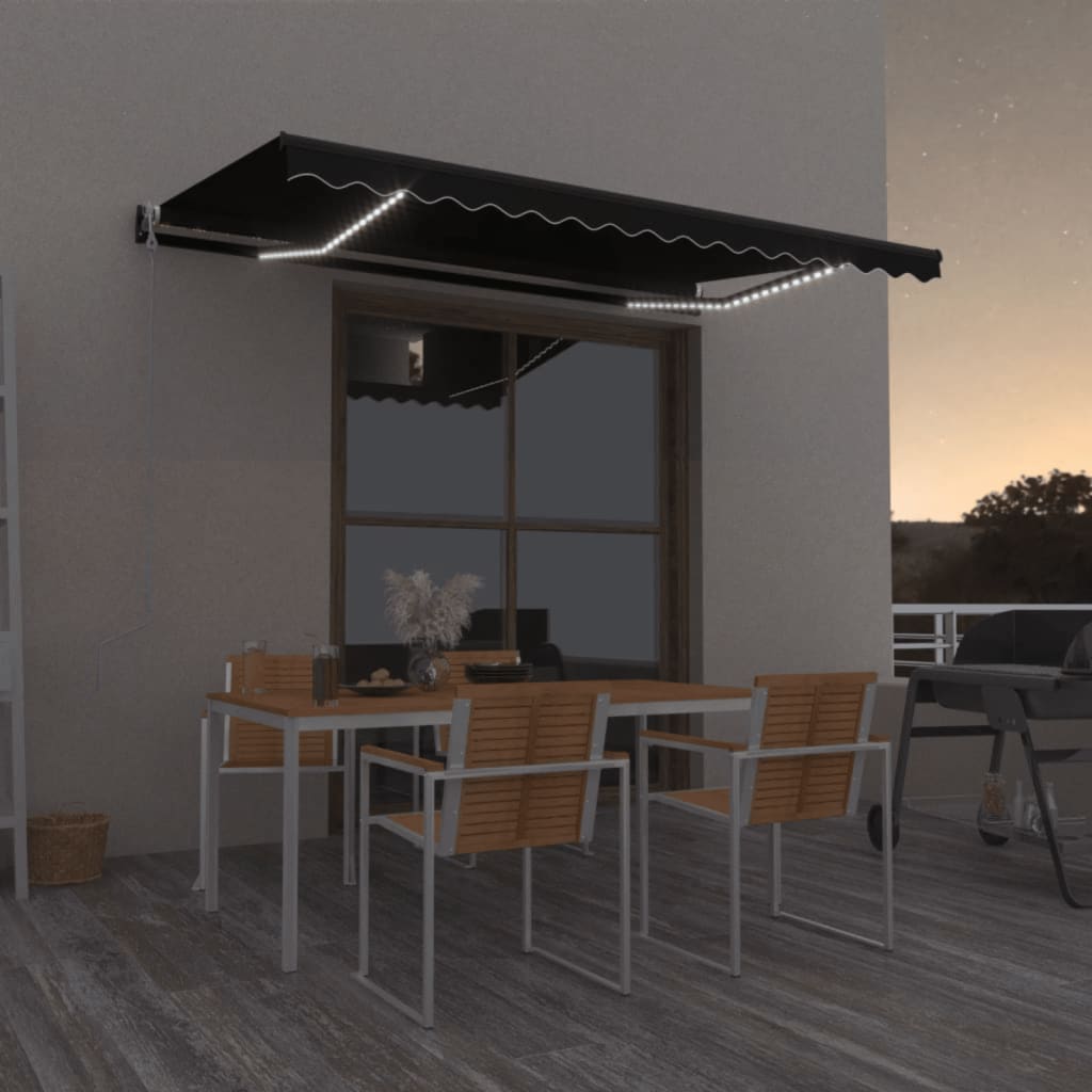 Vidaxl Luifel Automatik mit LED- und Windsensor 400x350 cm Anthrazit