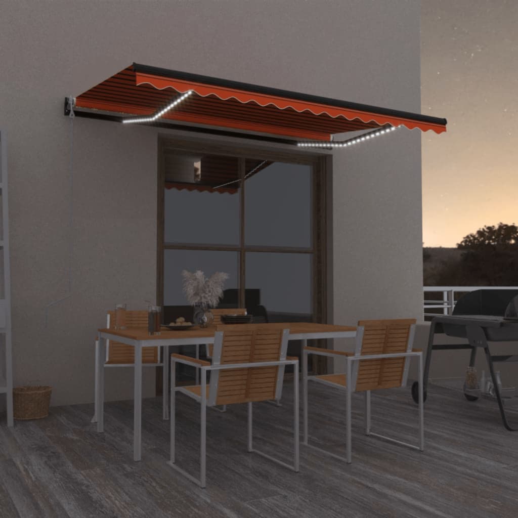 Vidaxl Luifel Automatik mit LED -Windsensor 400x350 cm Orange Braun