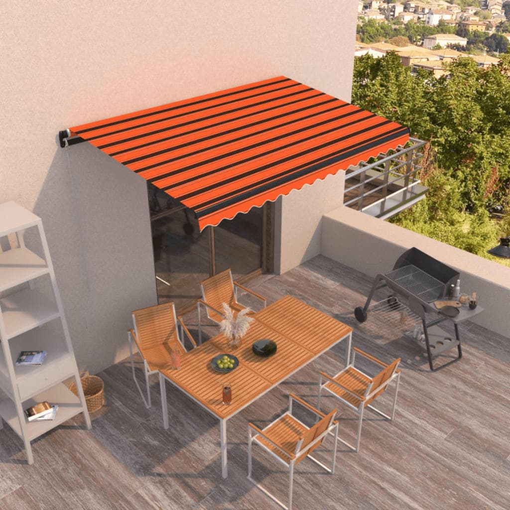 Vidaxl Luifel erstreckt sich manuell 450 x 350 cm orange und braun