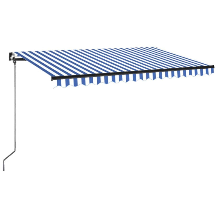 Vidaxl luifel manuell ausziehbar mit LED 450x350 cm blau und weiß