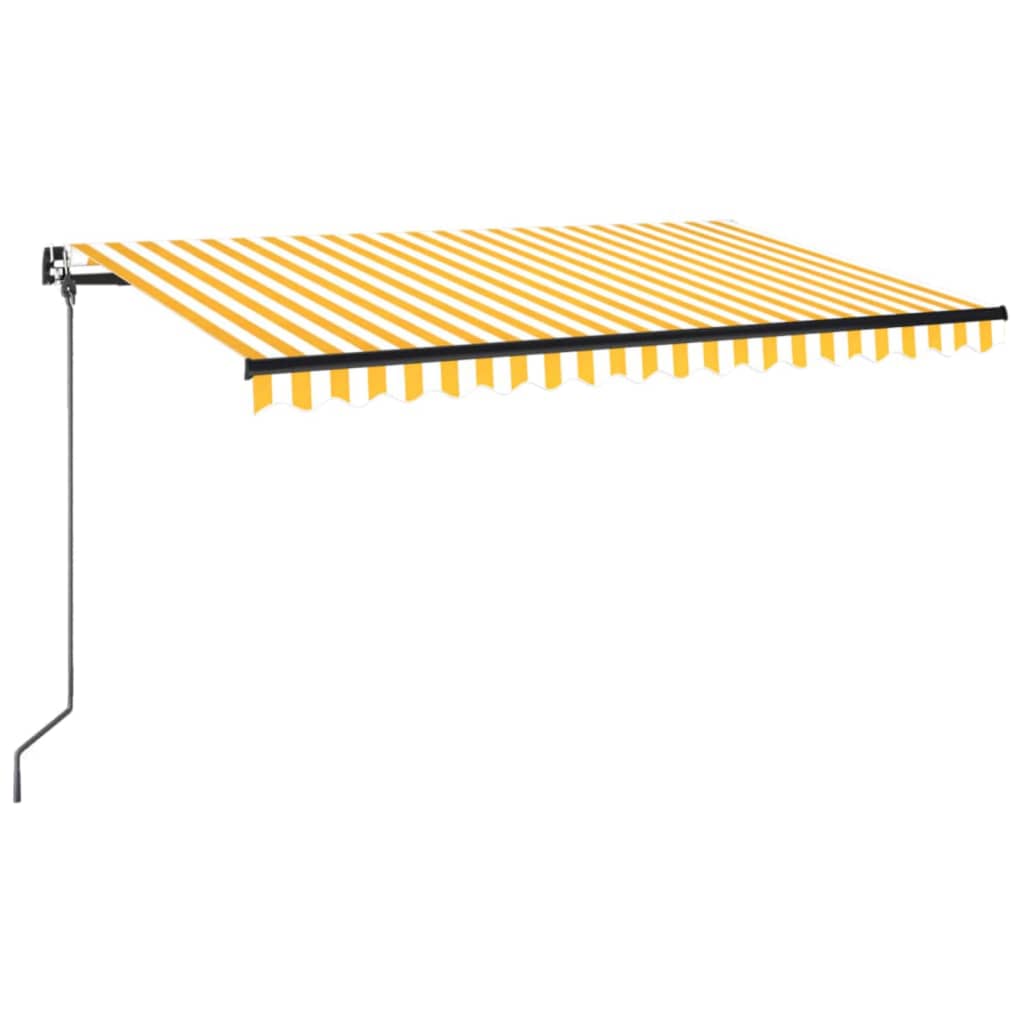 Vidaxl Luifel manuell ausziehbar mit LED 450x350 cm gelb und weiß