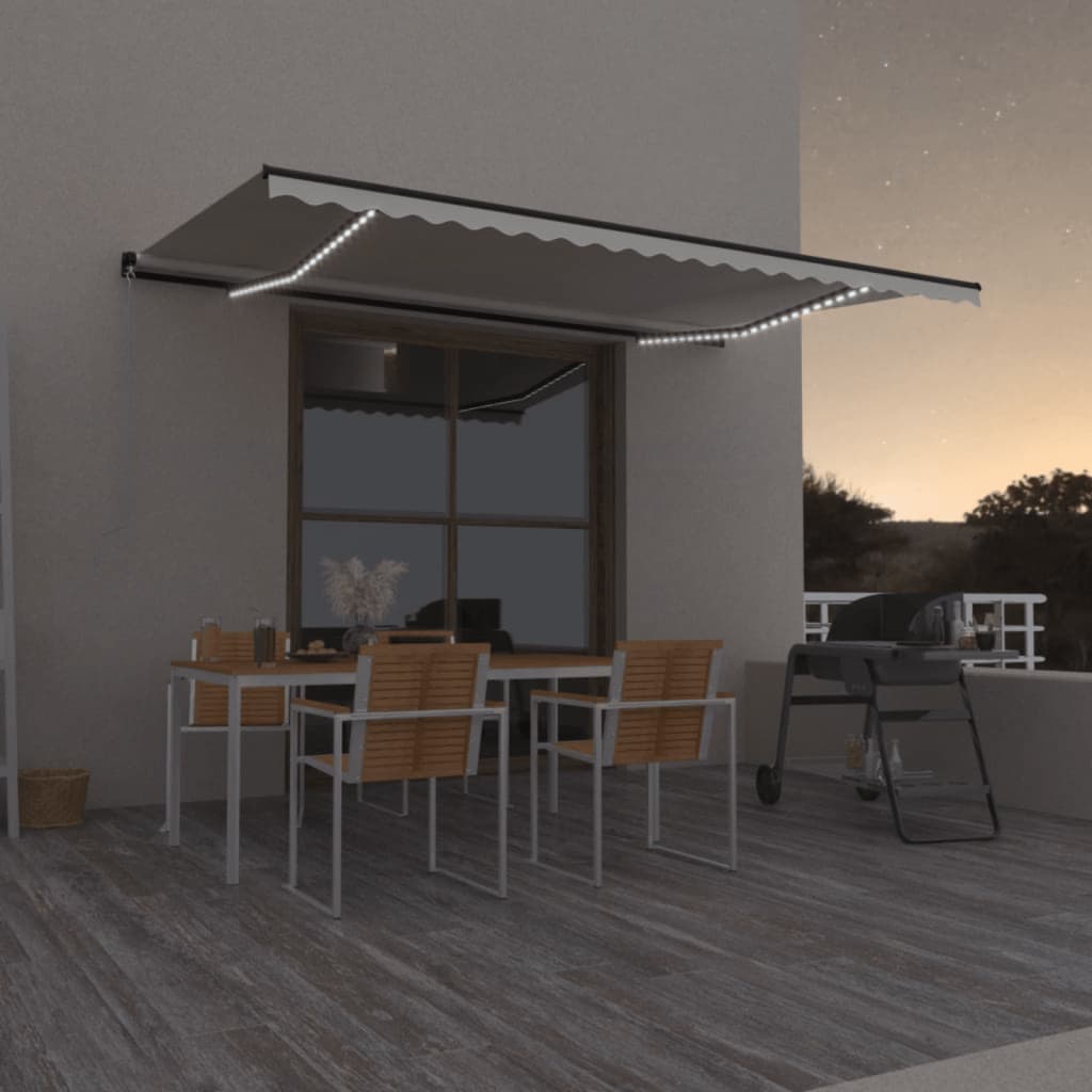 Vidaxl luifel manuell ausziehbar mit LED 500x350 cm cremefarben