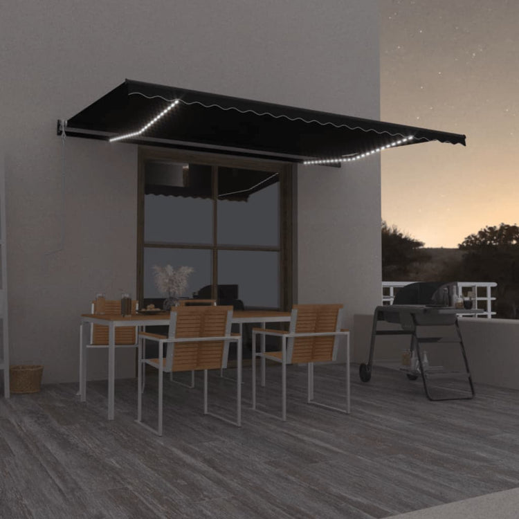 Vidaxl Luifel Automatik mit LED- und Windsensor 500x350 cm Anthrazit