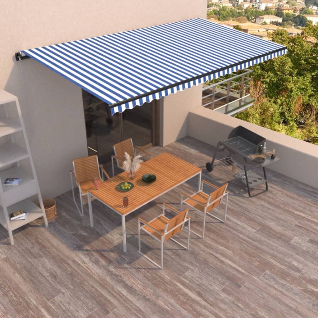 Vidaxl Luifel erstreckt sich manuell 600x350 cm blau und weiß