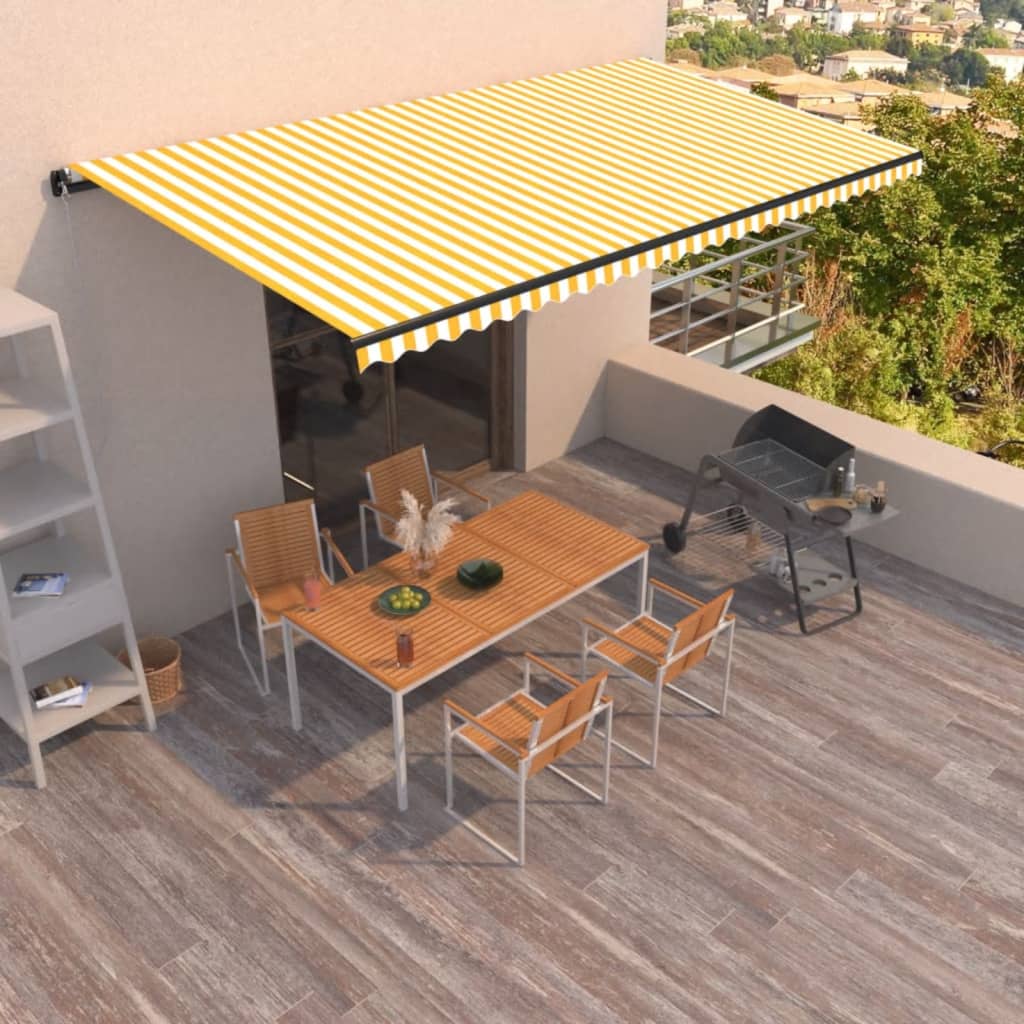 Vidaxl Luifel erstreckt sich manuell 600x350 cm gelb und weiß