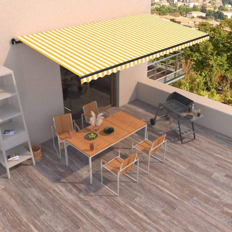 Vidaxl Luifel erstreckt sich manuell 600x350 cm gelb und weiß