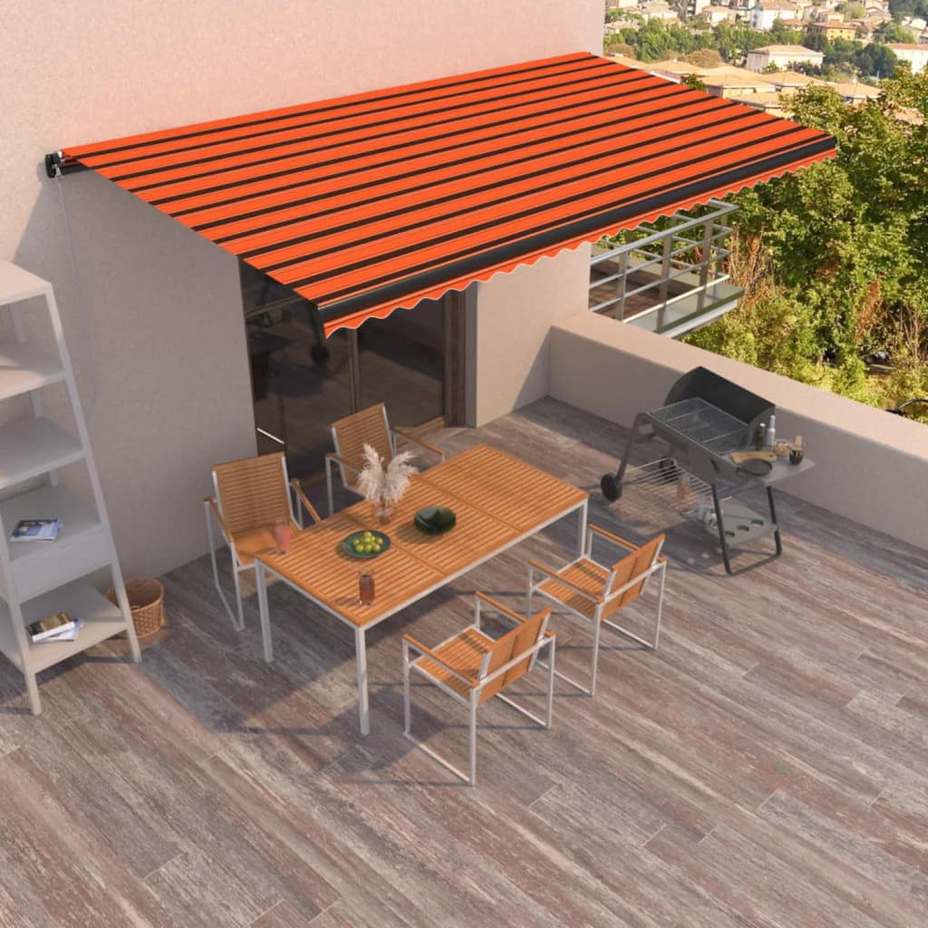 Vidaxl Luifel erstreckt sich manuell 600x350 cm orange und braun