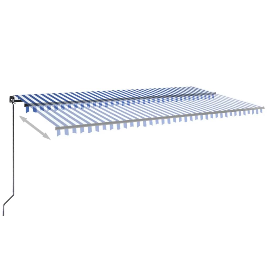 Vidaxl luifel manuell ausziehbar mit LED 600x350 cm blau und weiß