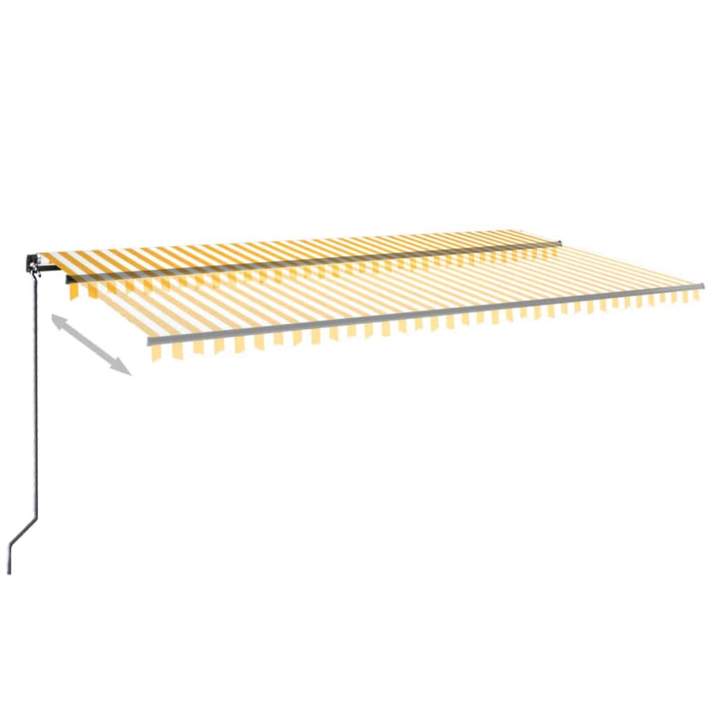 Vidaxl Luifel manuell ausziehbar mit LED 600x350 cm gelb und weiß