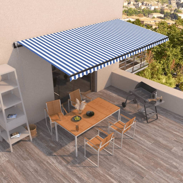 Vidaxl Luifel Automatisch erweiterbar 600x350 cm blau und weiß