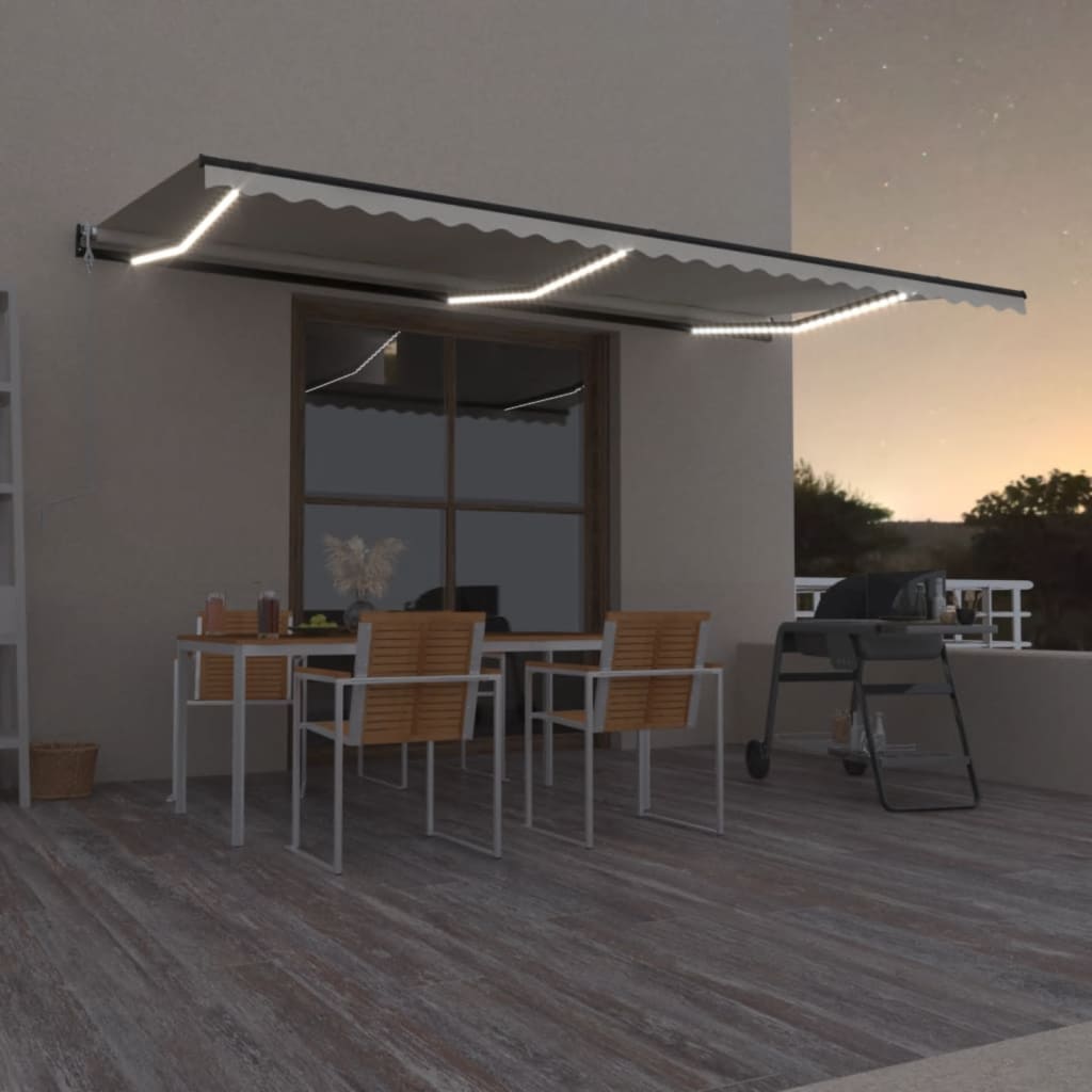 Vidaxl Luifel Automatik mit LED- und Windsensor 600x350 cm Creme Farbe