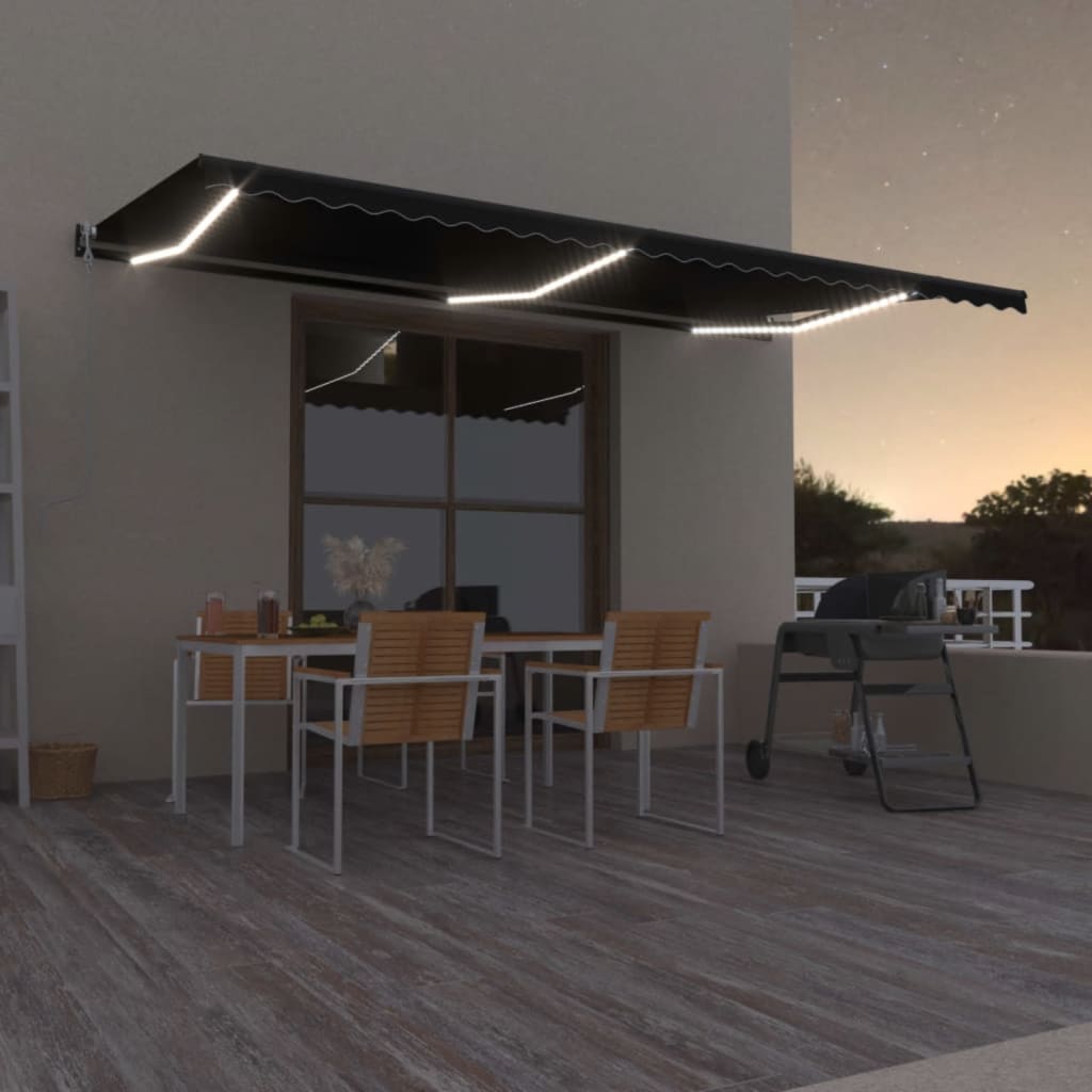 Vidaxl Luifel Automatik mit LED- und Windsensor 600x350 cm Anthrazit