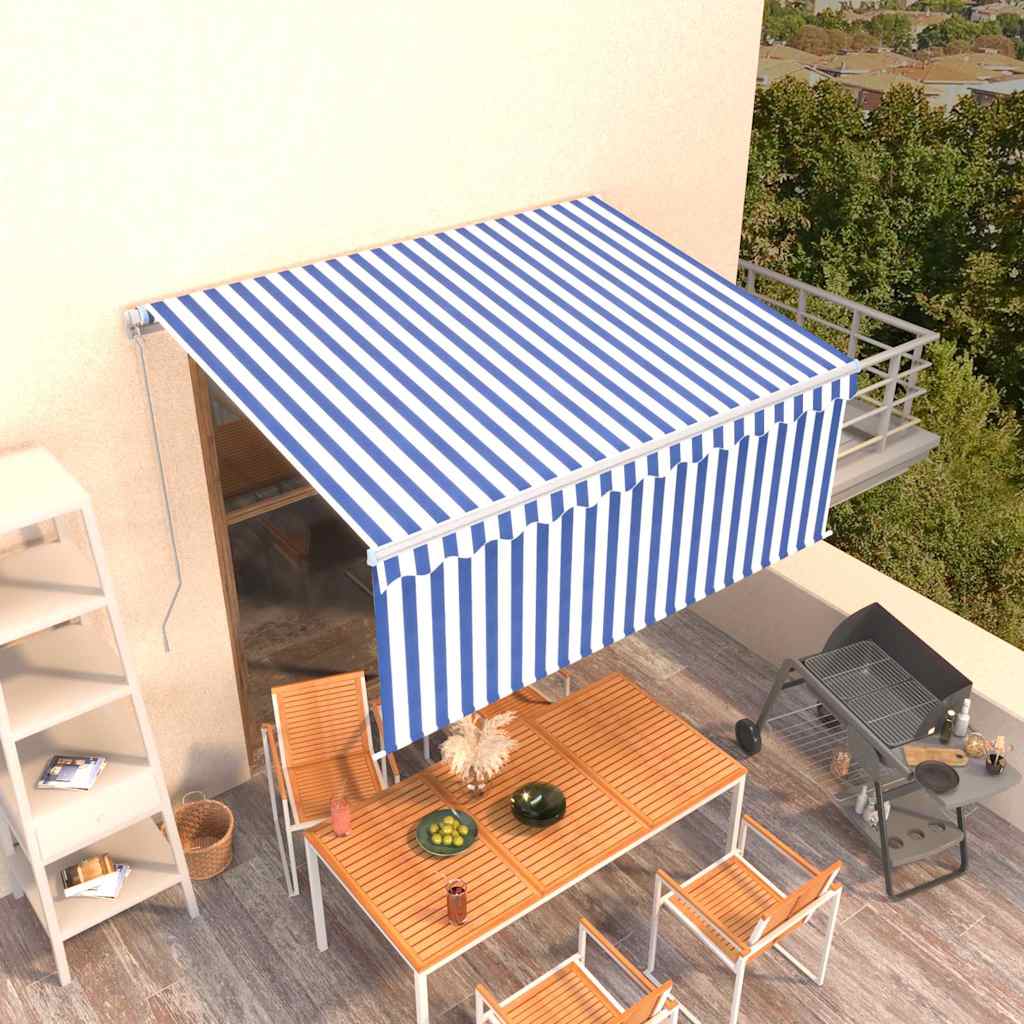 Vidaxl luifel manuell ausziehbar mit Roller Blind 3x2,5 m blau weiß