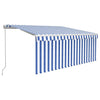 Vidaxl luifel manuell ausziehbare Roller Blind LED 3x2,5 m blau weiß