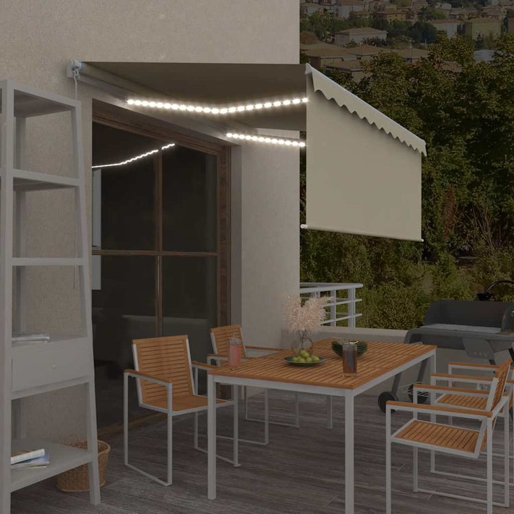 Vidaxx Markise manuell ausziehbar mit Rollo LED 3x2,5 m Creme