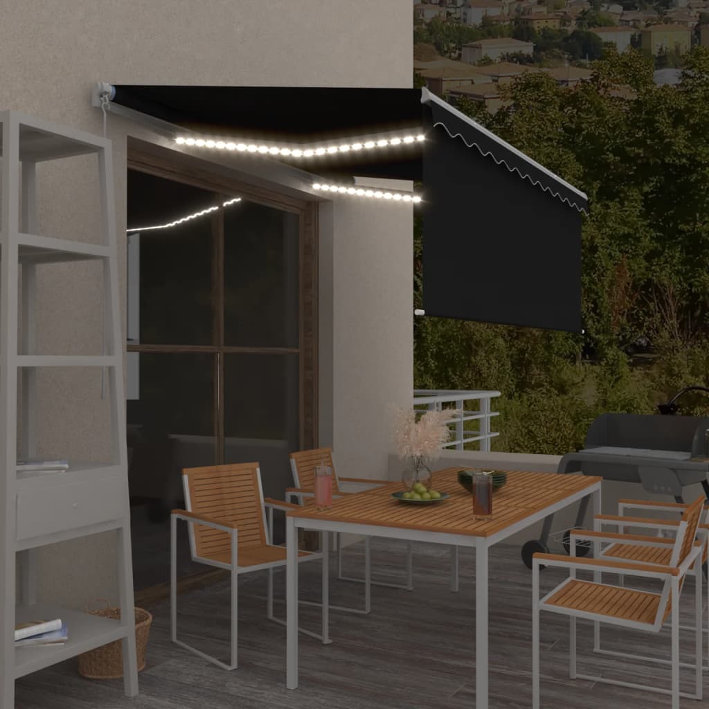 Vidaxx Markise manuell ausziehbares Rollo LED 3x2,5 m Anthrazit