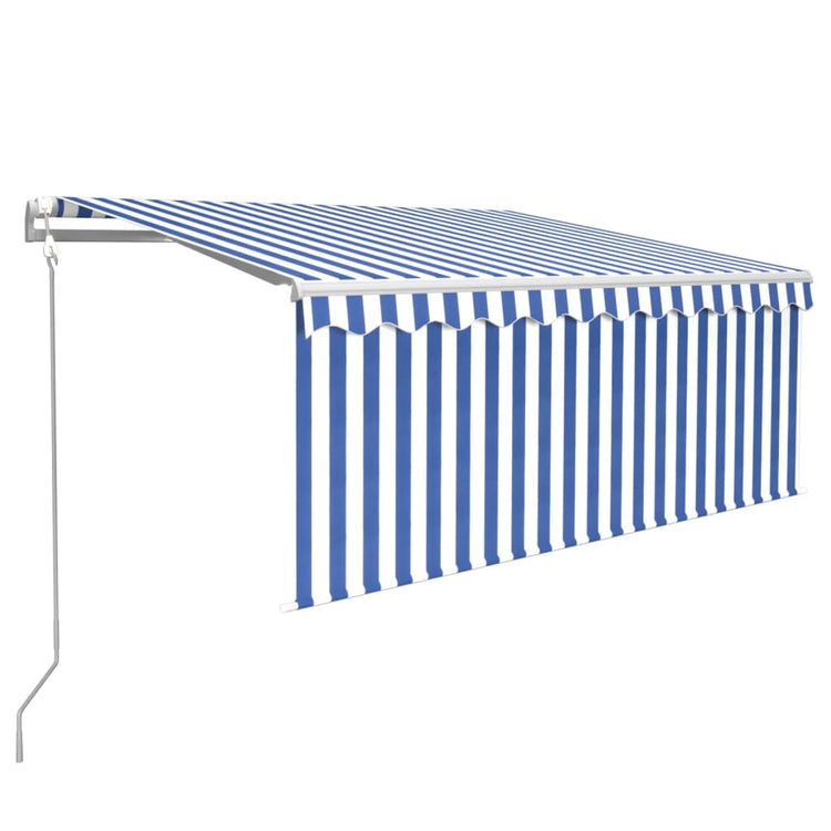 Vidaxx Markise automatisch ausziehbar mit Rollo 3x2,5 m blau weiß