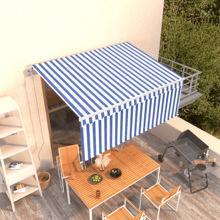 Vidaxx Markise automatisch ausziehbar mit Rollo 3x2,5 m blau weiß