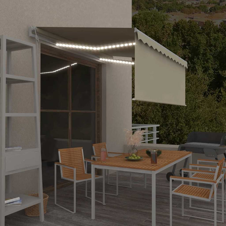 Vidaxx Markisenautomatik mit Vorhang, LED und Windsensor 3x2,5 m Creme
