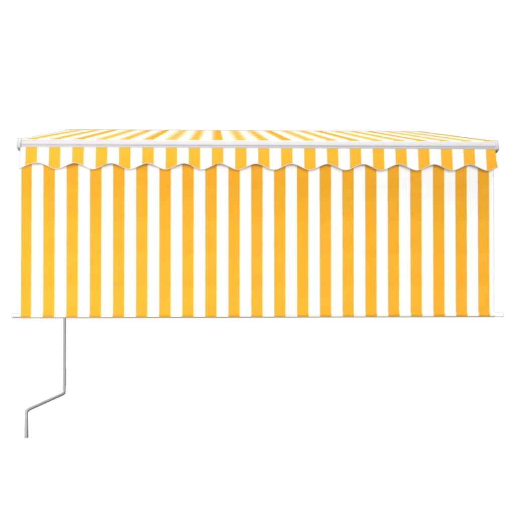 Vidaxx Markisenautomatik mit Vorhang LED Windsensor 3x2,5 m Gelb Weiß