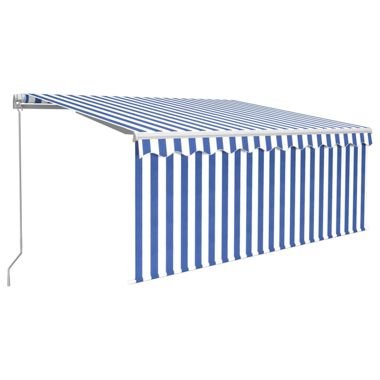 Vidaxl luifel manuell ausziehbar mit Roller Blind 3,5x2,5 m blau weiß