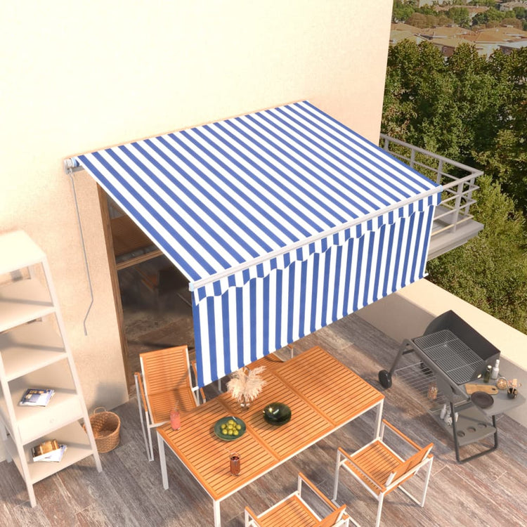 Vidaxl luifel manuell ausziehbar mit Roller Blind 3,5x2,5 m blau weiß