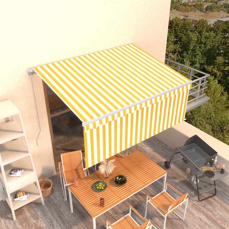 Vidaxl luifel manuell ausziehbar mit Roller Blind 3,5 x 2,5 m gelbes Weiß