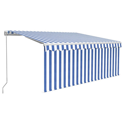 Vidaxl luifel manuell ausziehbare Roller Blind LED 3,5x2,5 m blau weiß