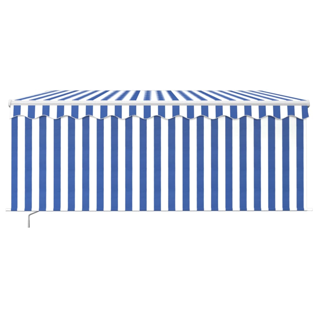 Vidaxl luifel manuell ausziehbare Roller Blind LED 3,5x2,5 m blau weiß