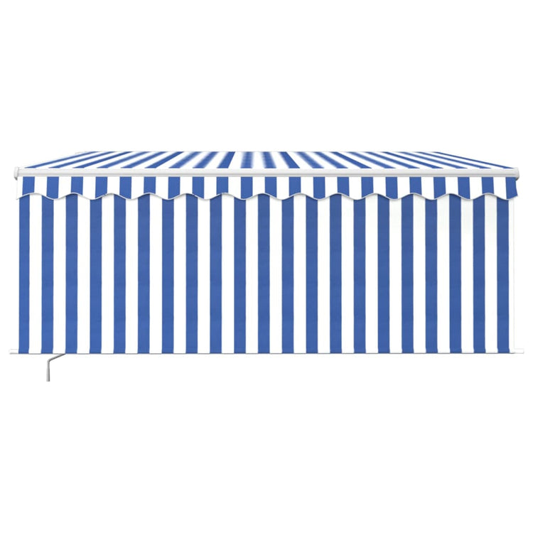 Vidaxl luifel manuell ausziehbare Roller Blind LED 3,5x2,5 m blau weiß