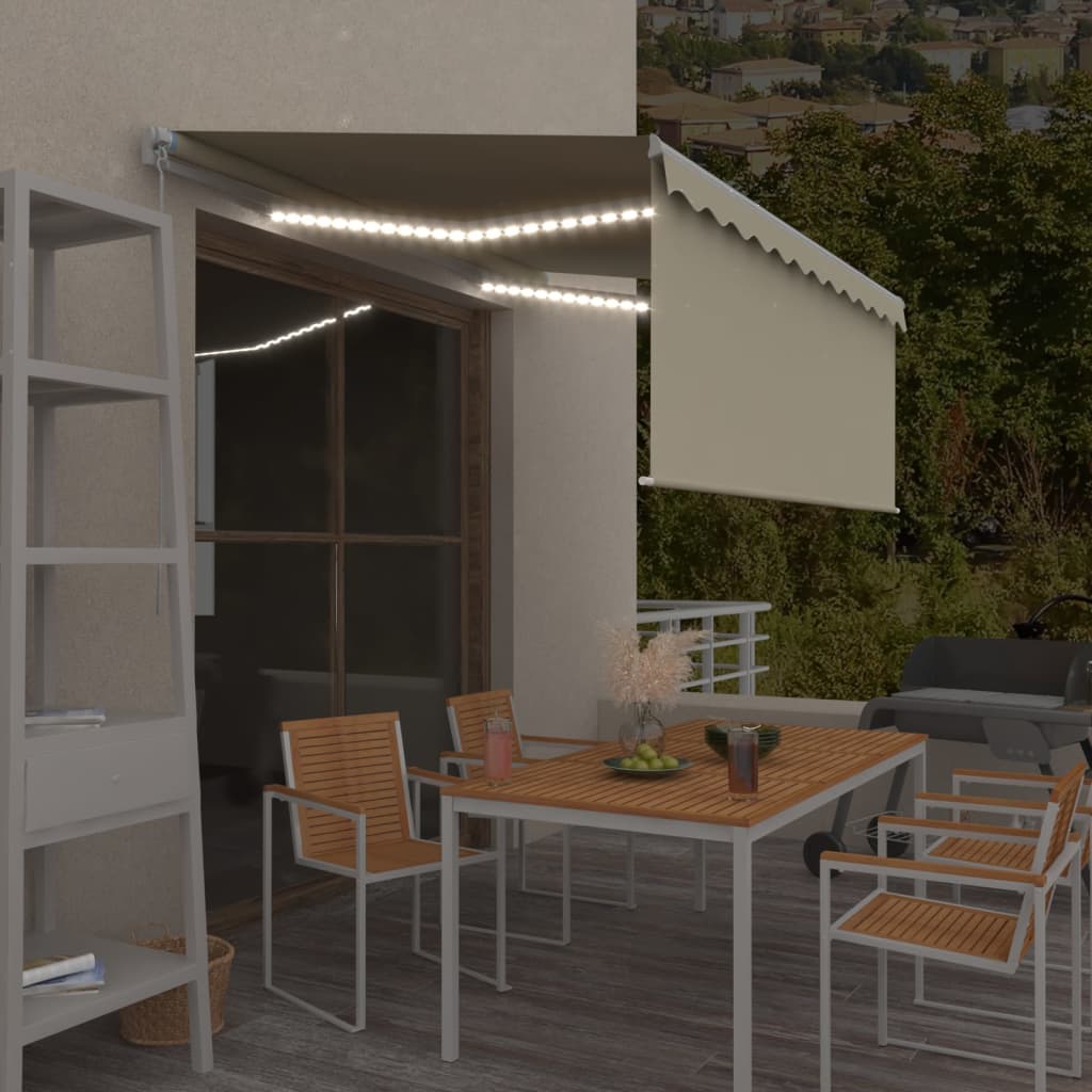 Vidaxx Markise manuell ausziehbares Rollo und LED 3,5x2,5 m Creme