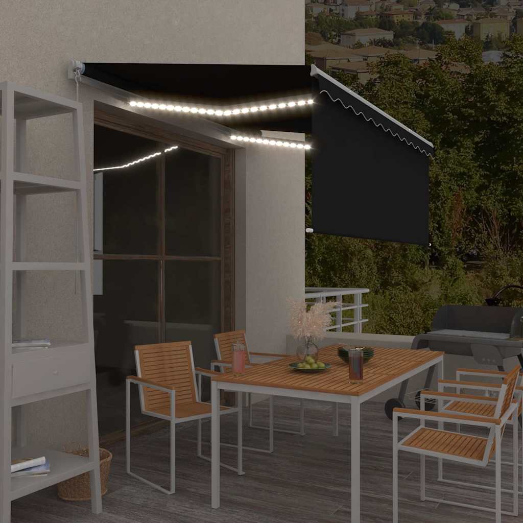 Vidaxl luifel manuell extendable Roller Blind LED 3,5 x 2,5 m Anthrazit