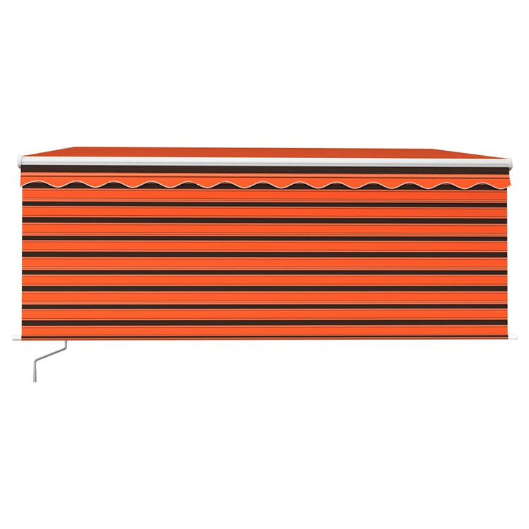 Vidaxx Markise manuell ausziehbarer Vorhang LED 3,5x2,5 m Orange Braun