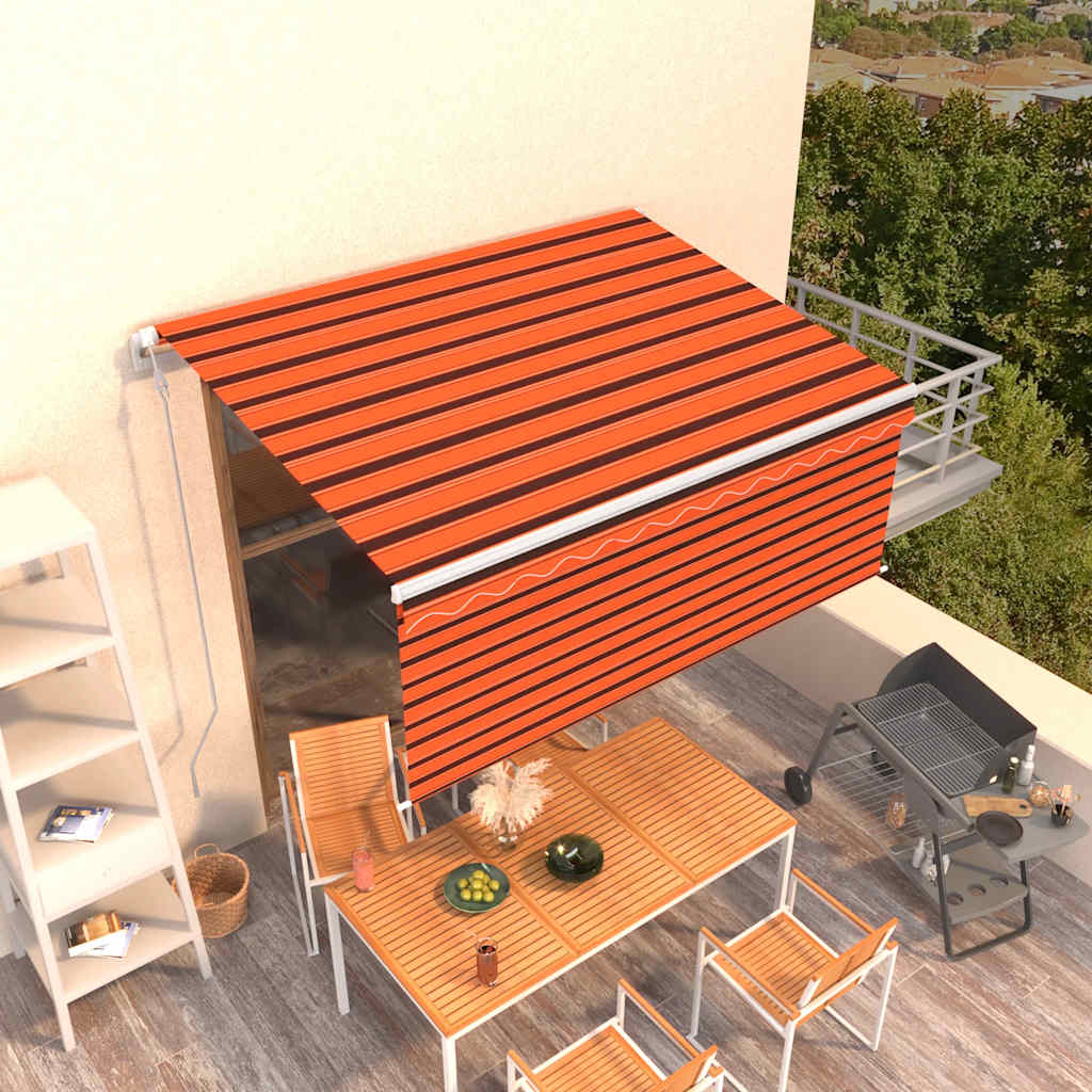 Vidaxx Markise automatisch ausziehbares Rollo 3,5x2,5m Orange Braun