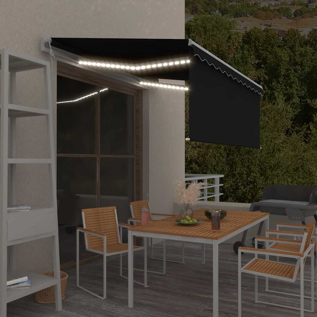 Vidaxl Luifel mit Rollenblind-, LED- und Windsensor 3,5x2,5 m Anthrazit